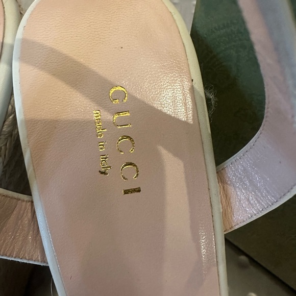 Authentic!! Gucci Lifford Calfskin Platform Wedge 40+ Mystic White - Picture 7 of 14